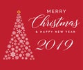 Merry Christmas and Happy New Year 2019 lettering template. Greeting card or invitation. Winter holidays related typograph Royalty Free Stock Photo