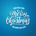 Merry Christmas and Happy New Year lettering template. Greeting card or invitation. Vector vintage illustration. Royalty Free Stock Photo