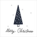 Merry Christmas and Happy New Year lettering template. Monochrome greeting card or invitation. Winter holidays related