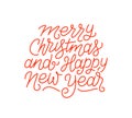 Merry Christmas and Happy New Year line art text Royalty Free Stock Photo