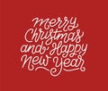 Merry Christmas and Happy New Year line art text Royalty Free Stock Photo