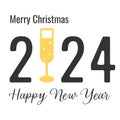 Merry Christmas,Happy New Year 2024 logo design Royalty Free Stock Photo