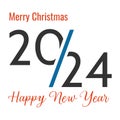 Merry Christmas,Happy New Year 2024 logo design Royalty Free Stock Photo