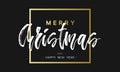 Merry Christmas and Happy New Year Luxury black and gold Design. Golden lettering template for your banner or flyer Royalty Free Stock Photo