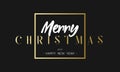 Merry Christmas and Happy New Year Luxury black and gold Design. Golden lettering template for your banner or flyer Royalty Free Stock Photo