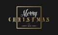 Merry Christmas and Happy New Year Luxury black and gold Design. Golden lettering template for your banner or flyer Royalty Free Stock Photo