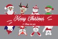 Merry Christmas and Happy New Year.Many cute cartoon characters, such as Santa Claus, reindeer, elves, bears, step, world, fox, pe Royalty Free Stock Photo