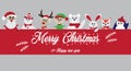 Merry Christmas and Happy New Year.Many cute cartoon characters, such as Santa Claus, reindeer, elves, bears, step, world, fox, pe Royalty Free Stock Photo