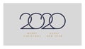 2020 Merry Christmas, Happy New Year minimalistic elegant logo design for greeting card or calendar template - minimal 2020 vector