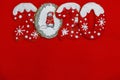 Merry Christmas and Happy New Year 2020, new year holiday  gingerbread cookies on the red background Royalty Free Stock Photo