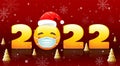 Merry Christmas & Happy new year 2022, New normal, cartoon character Royalty Free Stock Photo