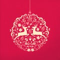 Merry christmas happy new year ornament ball deer Royalty Free Stock Photo