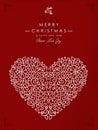 Merry christmas happy new year outline heart deco Royalty Free Stock Photo