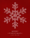 Merry christmas happy new year outline snow Royalty Free Stock Photo