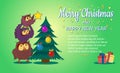 Merry Christmas and happy New Year,The owl family decorates the tree,vector illustration. Royalty Free Stock Photo