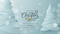 Merry Christmas and Happy New Year. paper art and craft style.Calligraphy. Royalty Free Stock Photo