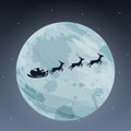 Merry Christmas and Happy New Year Paper Art . Illustration of Santa Claus and reindeer on the sky to give gifts Royalty Free Stock Photo
