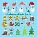 Merry Christmas and Happy New Year Photo Booth Party Elements with Glasses, Props and Antlers Royalty Free Stock Photo