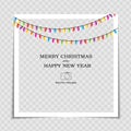 Merry Christmas and Happy New Year Photo Frame Template. Vector Illustration