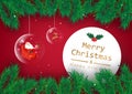 Merry Christmas and happy new year, pine tree decorate with glossy ball Santa and reindeer, greeting card background seasonal Royalty Free Stock Photo