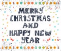 Merry Christmas and Happy New Year postcard. Card design perfect Royalty Free Stock Photo