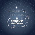 Merry Christmas And Happy New Year Poster Decorated With Calligraphic Lettering Greeting Card Design Royalty Free Stock Photo