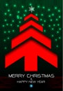 Merry Christmas and Happy New Year red arrow tree on green curcuit light energy technology design for holiday festival Royalty Free Stock Photo