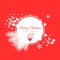 Merry Christmas and Happy New Year Red Greeting Card Template. Vector Illustration
