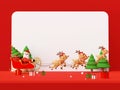 Merry Christmas and Happy New Year, Christmas red scene of Santa Claus on a sleigh full of Christmas gifts and pulled by reindeer Royalty Free Stock Photo