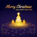 Merry christmas and happy new year pine tree, holiday decoration card design vector. Royalty Free Stock Photo