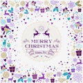 Merry christmas happy new year reindeer label card Royalty Free Stock Photo