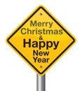 Merry Christmas and Happy New Year road sign Royalty Free Stock Photo