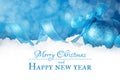 Merry Christmas and Happy New Year. A New Year`s background with New Year decorations.New Year`s card.