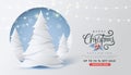 Merry Christmas and Happy New Year sale banner background with paper art and craft style. Royalty Free Stock Photo