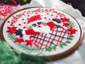 Merry christmas happy new year santa claus embroidery handmade leisure hobby sewing illustration design art pattern frame flower