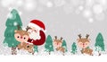 Merry Christmas and Happy new year Santa Claus and friend in sleigh on the sky Paper cut style banner template Xmas holiday party Royalty Free Stock Photo