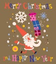 Merry Christmas and Happy New Year Santa Claus Greeting card Royalty Free Stock Photo