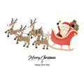 Merry Christmas and Happy New Year with Santa Claus and Reindeer Sleigh. Watercolor design on white background vector Royalty Free Stock Photo
