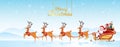 Merry Christmas and Happy New Year.Santa Claus is rides reindeer sleigh with a sack of gifts in Christmas snow scene. vector Royalty Free Stock Photo