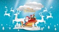 Merry Christmas and Happy New Year.Santa Claus is rides reindeer sleigh with a sack of gifts in Christmas snow scene. vector Royalty Free Stock Photo