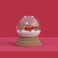 Merry Christmas and Happy New Year, Santa Claus with sleigh and reindeer in a snow globe Royalty Free Stock Photo