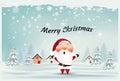 Merry Christmas and Happy New Year,Santa Claus, snow scene, happy greeting card Royalty Free Stock Photo
