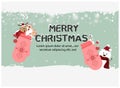 Merry Christmas and Happy New Year,Santa Claus,Snowman,Reindeer with little kids are in gloves happy greeting card Royalty Free Stock Photo