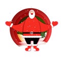 Merry Christmas and Happy New Year. Happy Santa Claus with a welcome gesture. Free Hug Santa. Santa come on give a hug Royalty Free Stock Photo