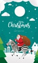 Merry Christmas and Happy New Year with Santa Claus and zebra, paper cut Royalty Free Stock Photo