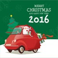 Merry Christmas and Happy New Year Santa Drive Car 2016