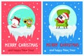 Merry Christmas Happy New Year Santa Elf Banners