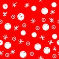 Merry Christmas and Happy New Year seamless background with traditional symbols: snowflakes and gifts Royalty Free Stock Photo