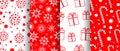 Merry Christmas and Happy New Year seamless pattern collection. Backgrounds with holiday symbols: sweets, christmas toys Royalty Free Stock Photo