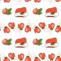 Merry Christmas and Happy New Year. Seamless pattern with Santa and gifts on white background. Royalty Free Stock Photo